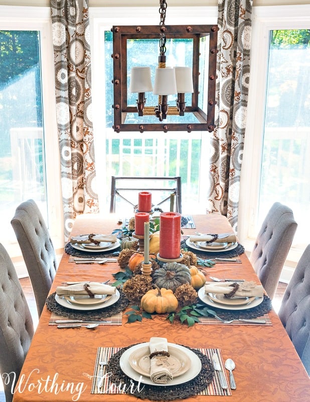 Thanksgiving tablescape using everyday dinnerware.