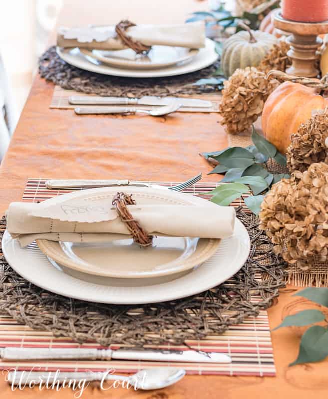 Woven placemats on the table.