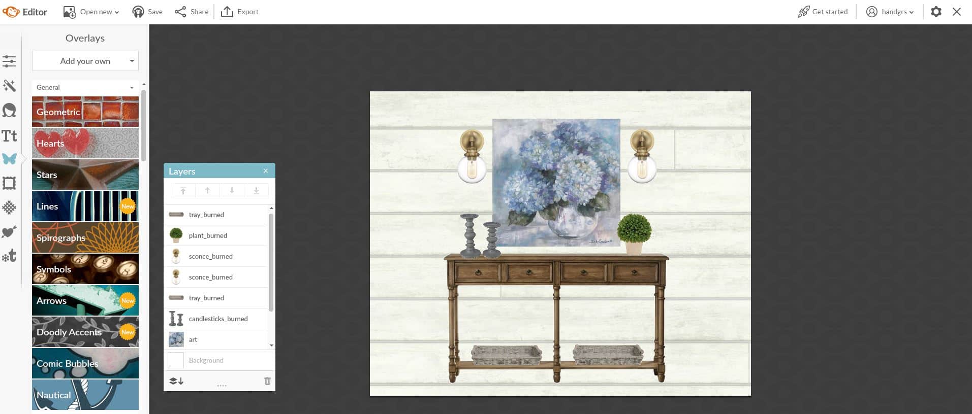 Adding more items such as a floral picture and wall sconces.