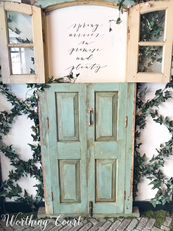 Salvaged door used for wall decor #magnoliamarket #fixerupper #repurpose #upcycle #diy 