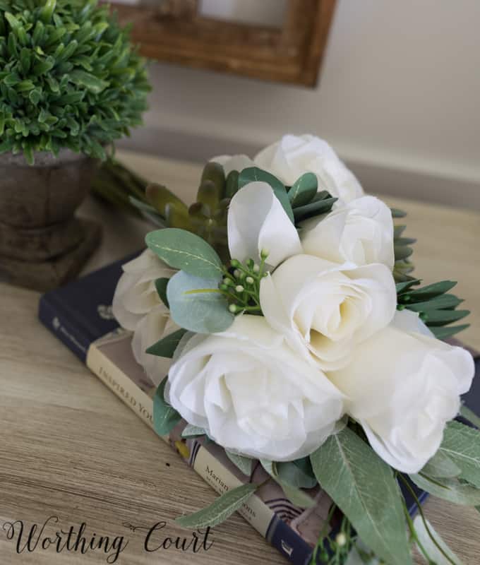 faux white roses