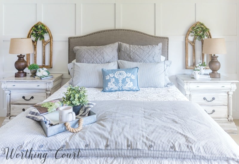 Farmhouse style bedding #fixerupper #farmhousestyle #bedroom