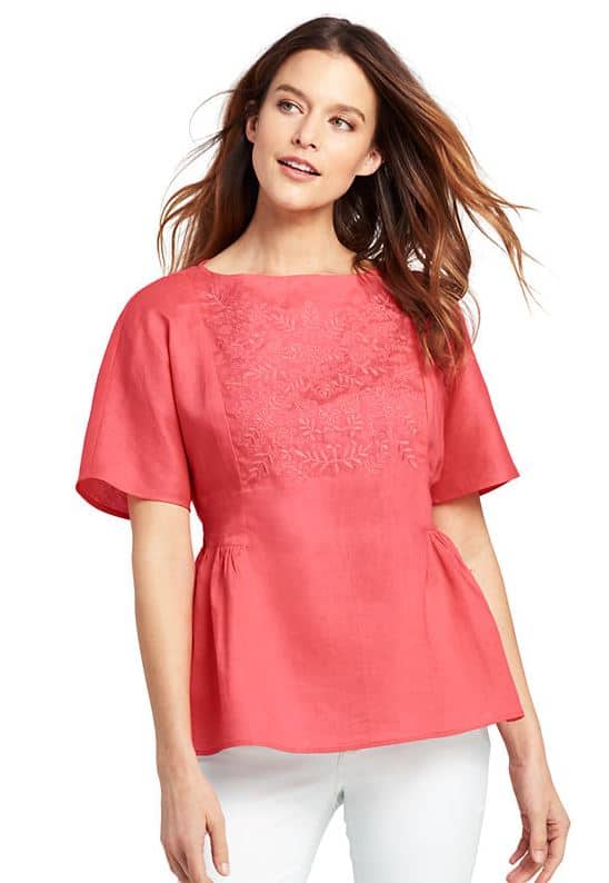 Linen Embroidered Top