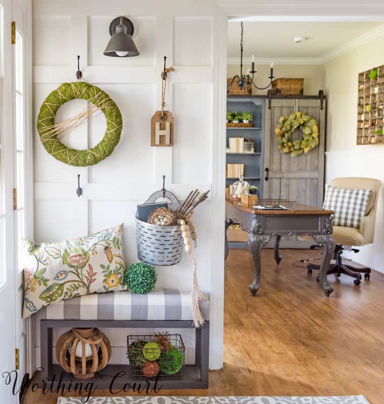 Foyer board and batten wall with diy bench