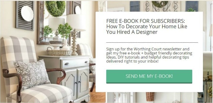 Free E-Book: How To Decorate Your Home Like You Hired A Designer. Get instant access to a wonderful free e-book filled with beautiful photography and filled with tips for how to decorate your home just like you hired a designer. #decoratingtips #howtodecorate #interiordesignideas #decoratingideas #WorthingCourtBlog