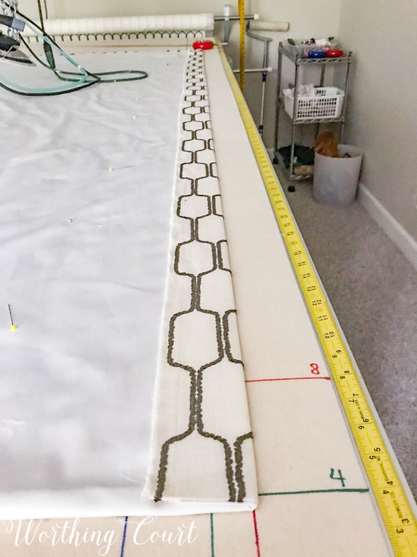 How To Make A Lined, Flat Drapes Just Like The Pros Do - It's Easy! Fold the sides in 3" to create a double 1½" side hem. #drapesforlivingroom #curtains #draperies #draperypanels #diydrapes #diycurtains #drapetechniques #drapesforslidingglassdoors #windowdrapes