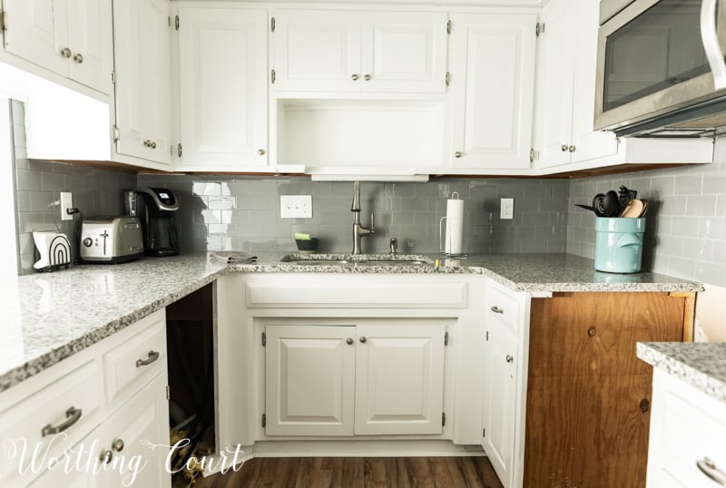 Kitchen with appliances removed.