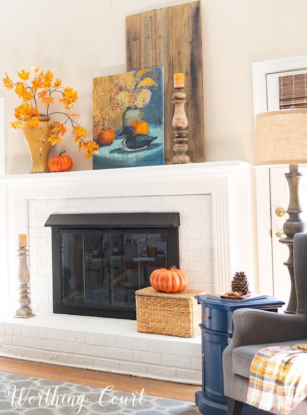 fall fireplace and mantel decorations