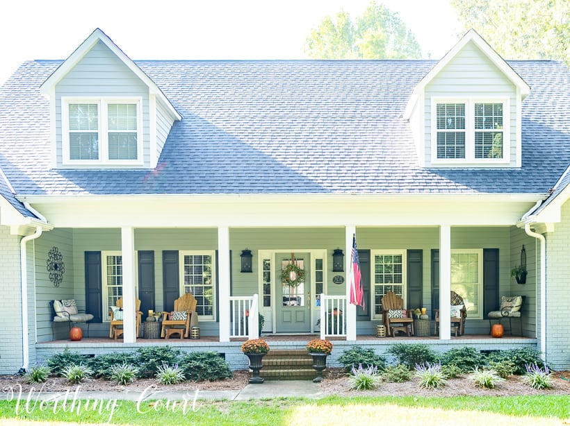 front porch with fall decorations