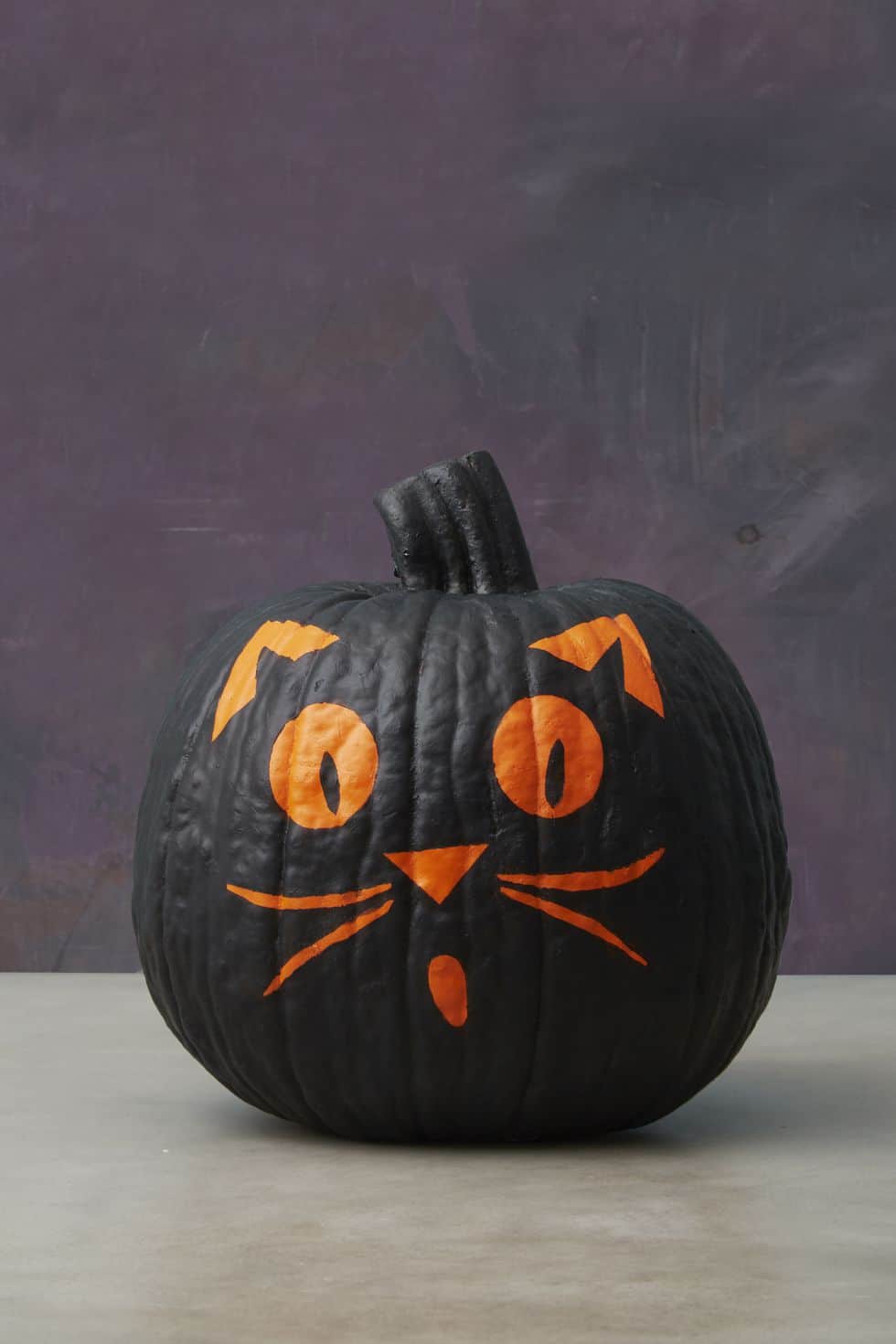 Scaredy cat painted Halloween pumpkin