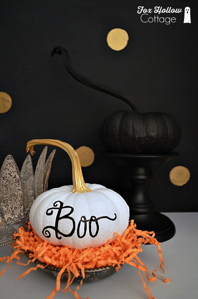 white boo halloween pumpkin