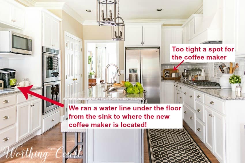 kitchen with white cabinets