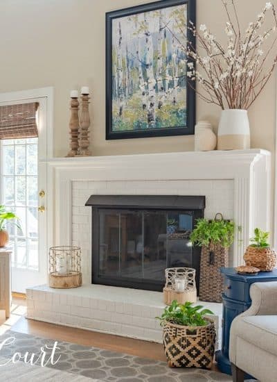 living room decorated with neutral modern farmhouse decor