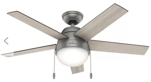 silver ceiling fan with light gray blades