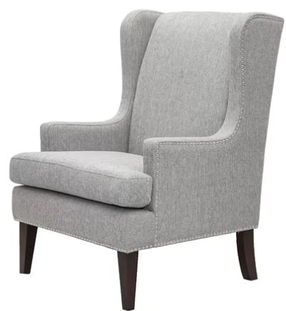 gray wing back chair with modern lines