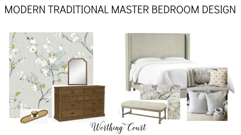 design board for a master bedroom makeover