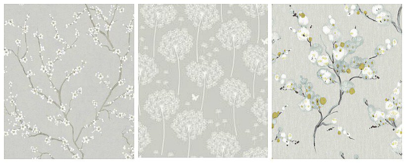 3 different gray and white wallpaper patterns