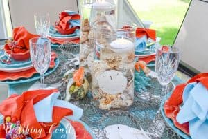 blue and turquoise outdoor tablescape