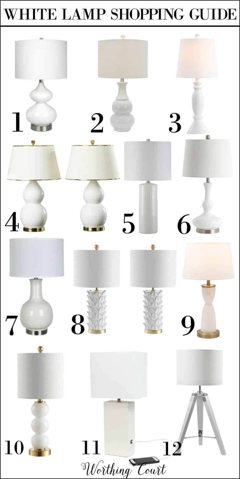 Shopping guide for 12 white table lamps