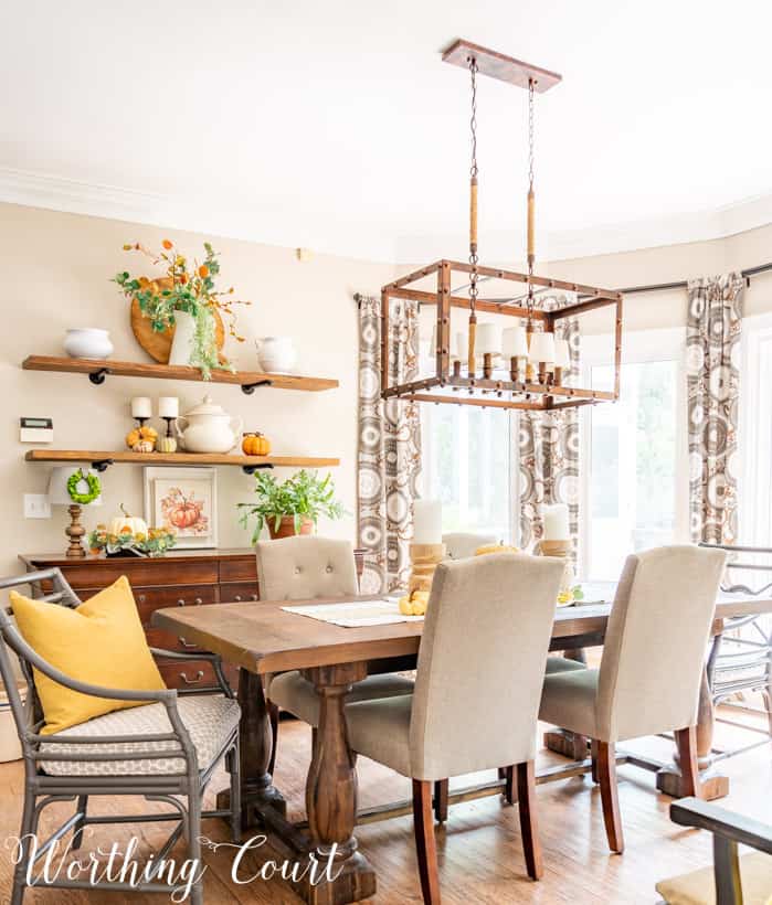 Breakfast Room Fall Shelf Decor + An Easy Centerpiece | Worthing Court