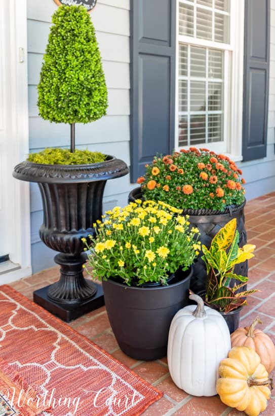 front porch decor ideas grouping mums and pumpkins