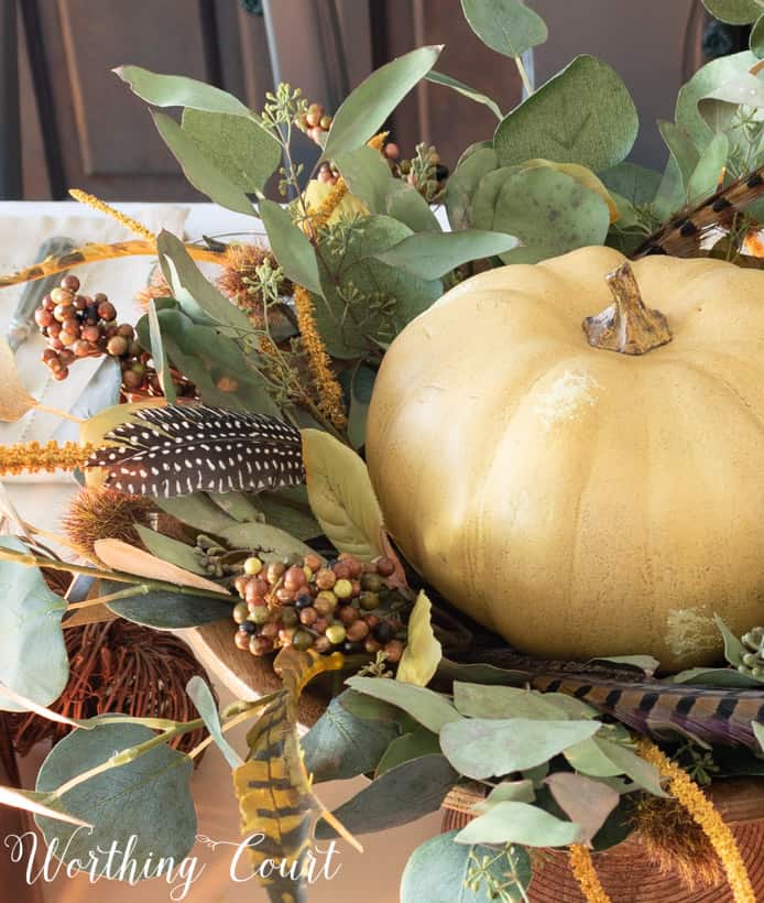 Up close picture of the pumpkin centerpiece.