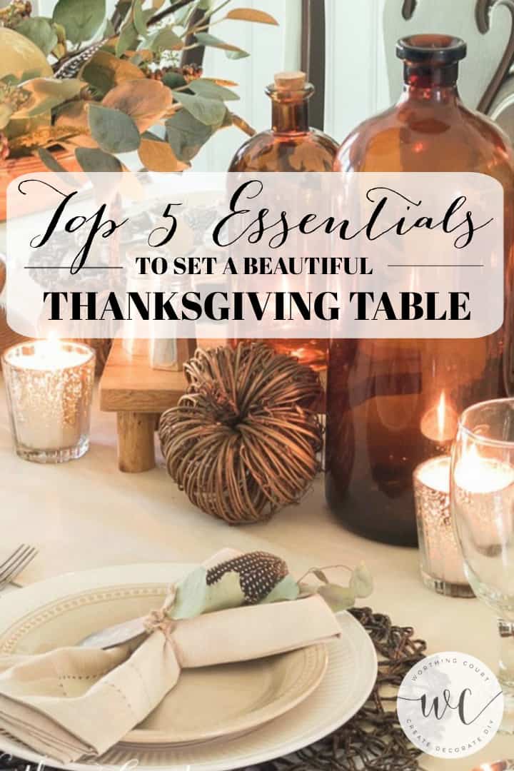 Pinterest graphic for Top 5 Thanksgiving Table Essentials