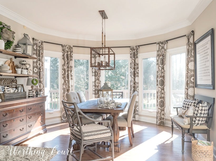 breakfast room in a large bay window