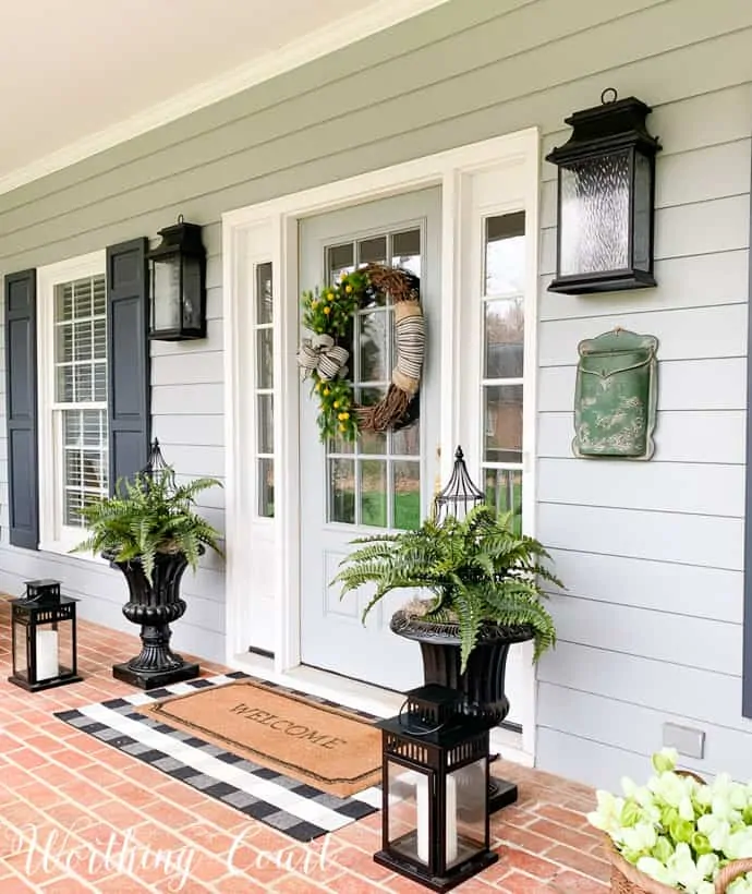 front porch decorated for spring