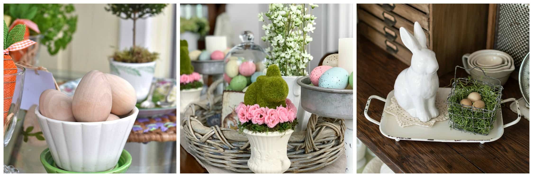 Collage of spring tablescapes.