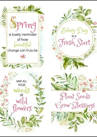 set of 4 spring printables