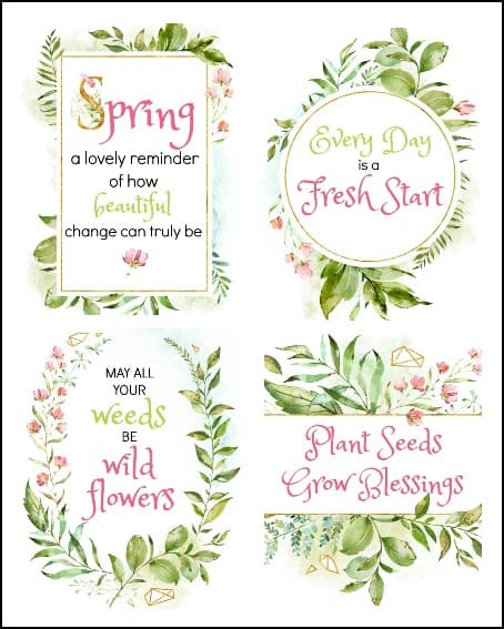 set of 4 spring printables
