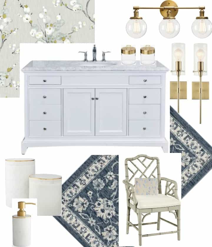 Bathroom design board with all the bathroom details.