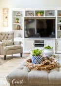 upholstered table gray recliner and white entertainment center