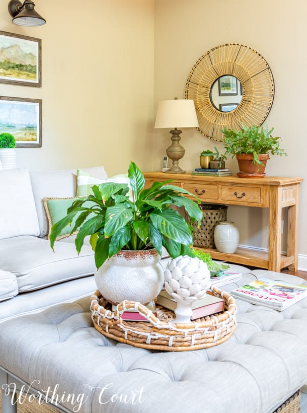 coffee table in front on console table