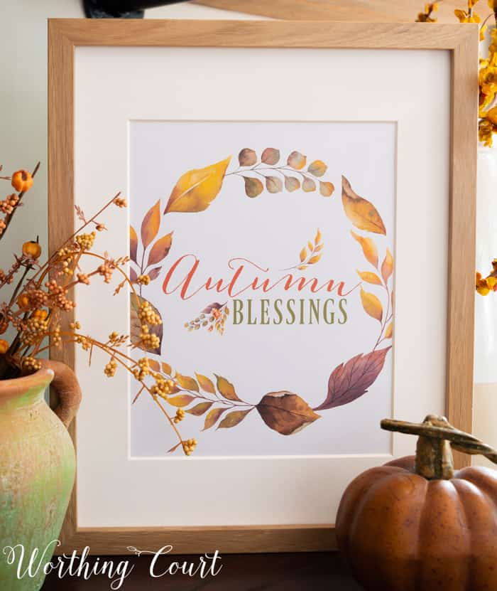 free printable with fall saying and colors displayed in a frame