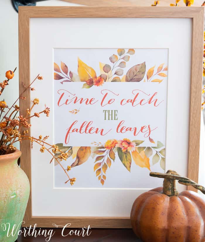 free printable with fall saying and colors displayed in a frame