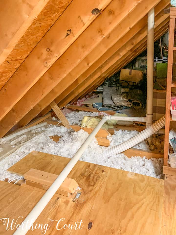 pipes and wiring in attic