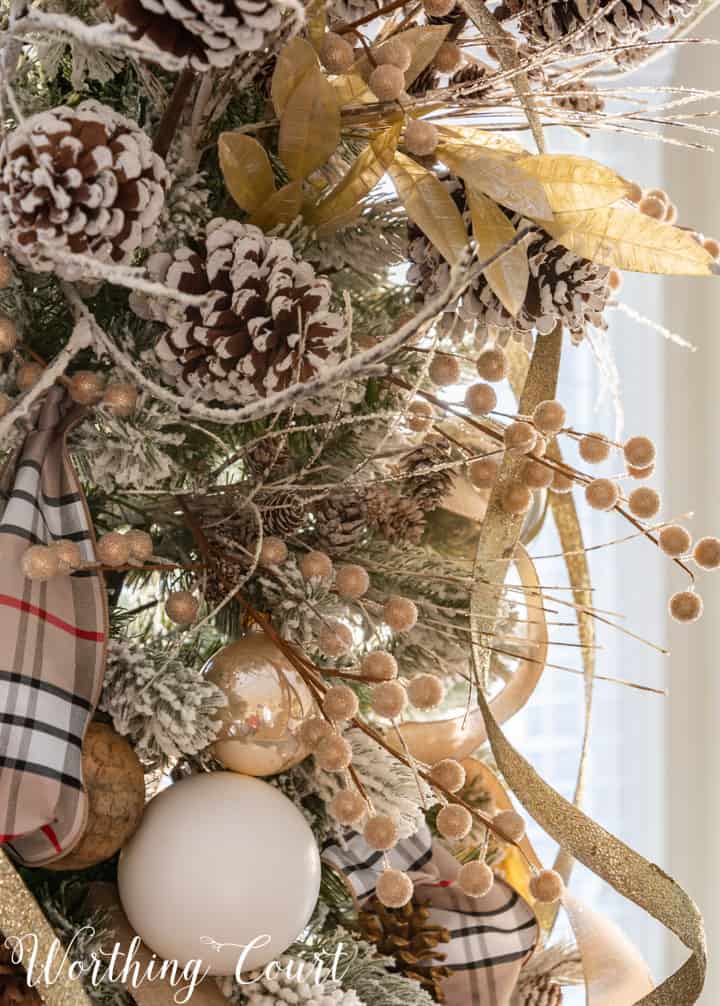 Elegant and Festive Christmas Tree Decorated with Red, Green, Silver, and  Gold Colors