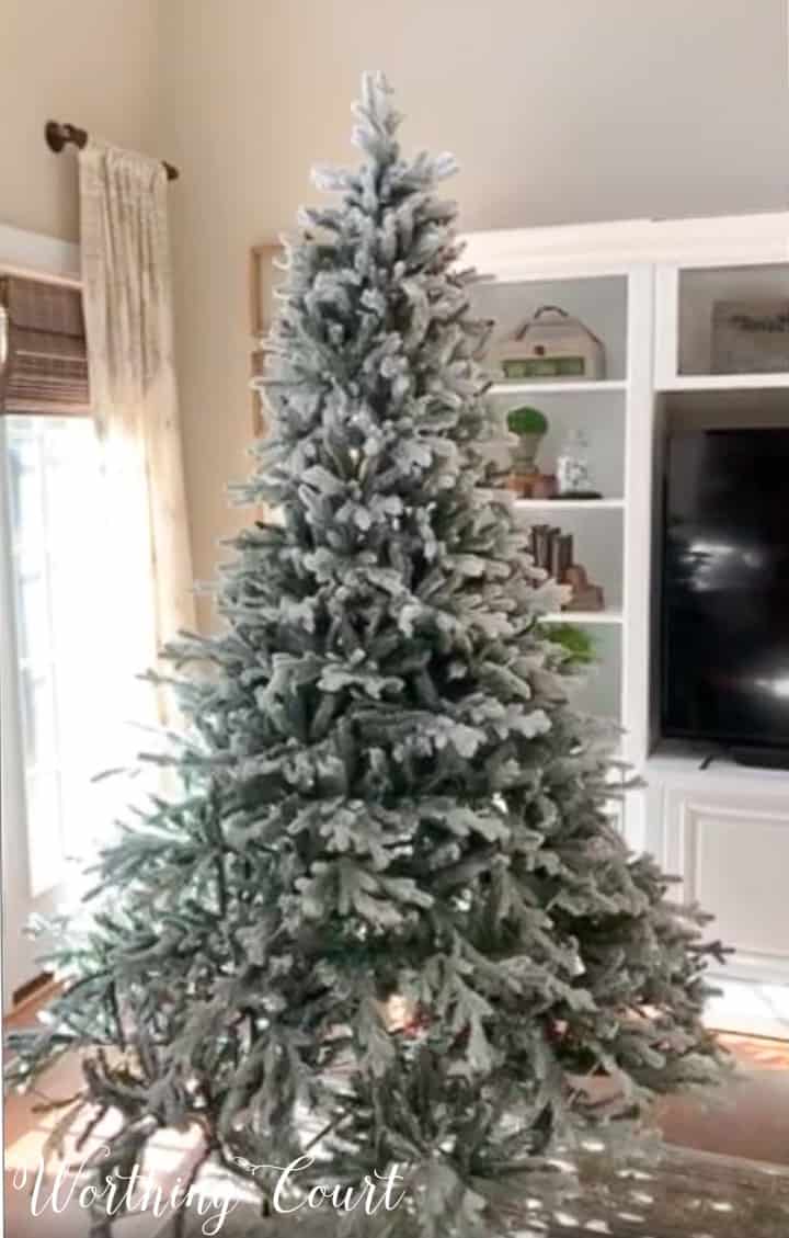 flocked artificial Christmas tree