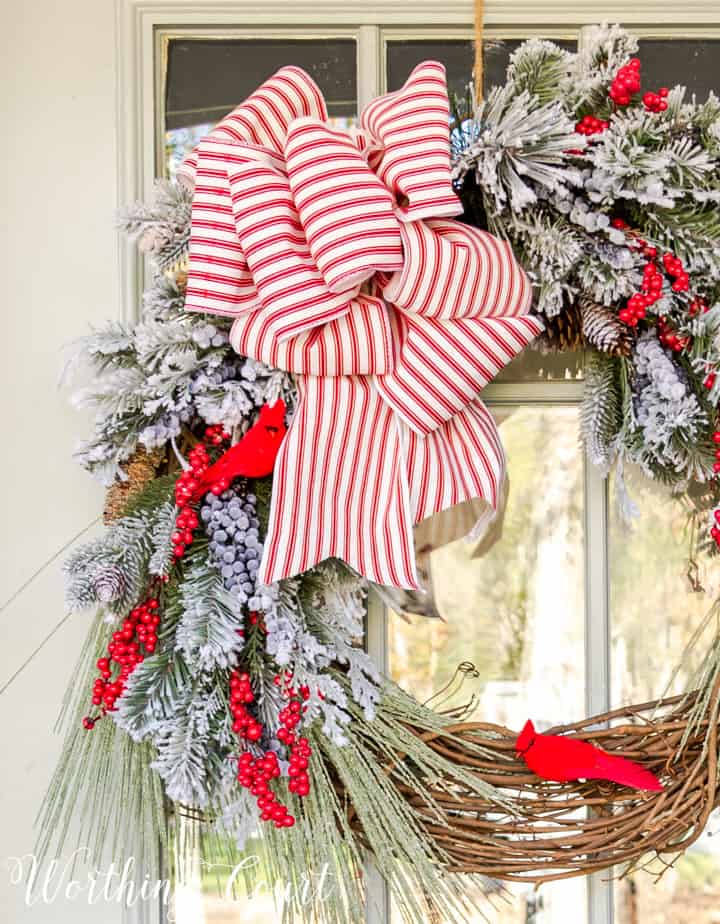 An Easy DIY Red Flower Christmas Wreath - Celebrate & Decorate