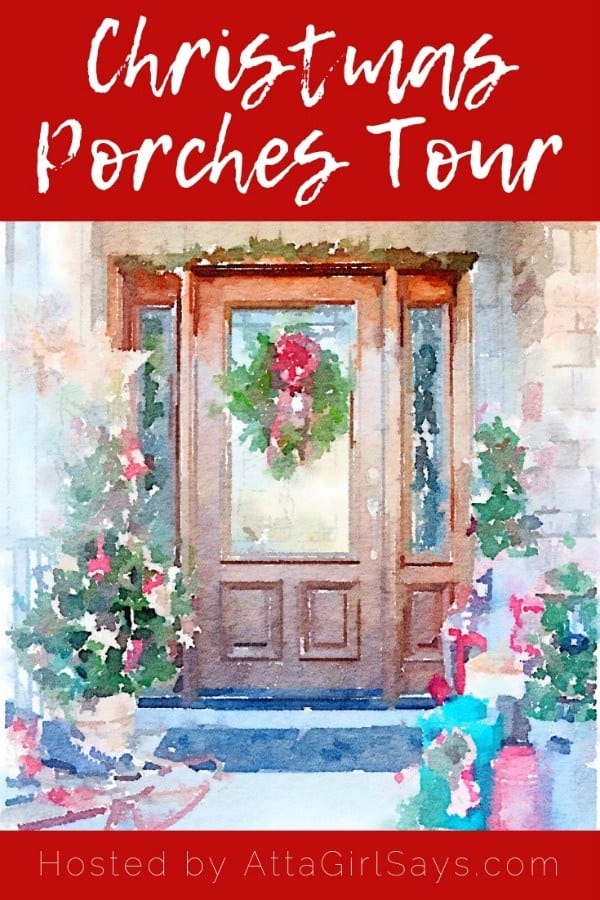 graphic for a Christmas porch bloghop