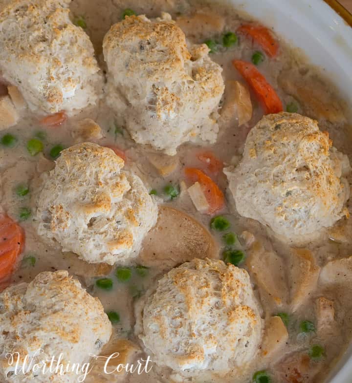 chicken pot pie in a pie dish