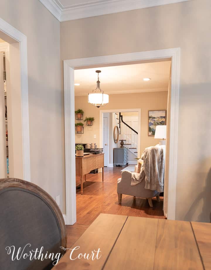 interior view of adjoining foyer, office and dining room