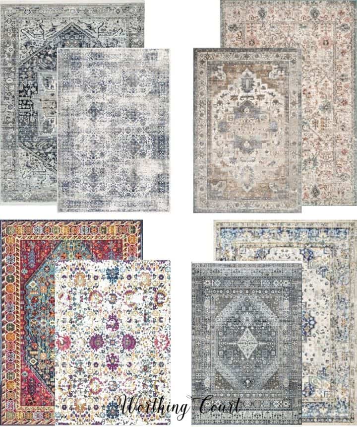 graphic showing multiple patterns of rugs that coordinate
