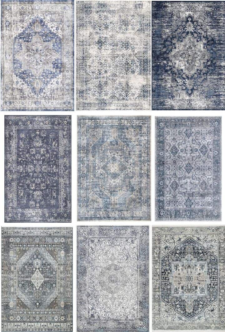 graphic showing multiple patterns of rugs that coordinate