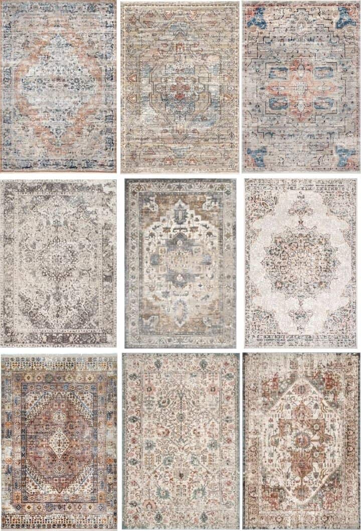 graphic showing multiple patterns of rugs that coordinate