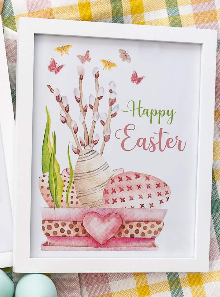 Happy Easter printable in a white frame