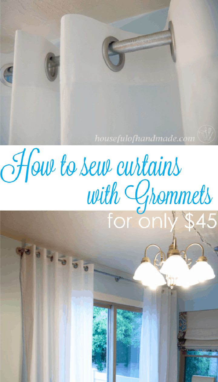Pinterest image for making curtains with grommets