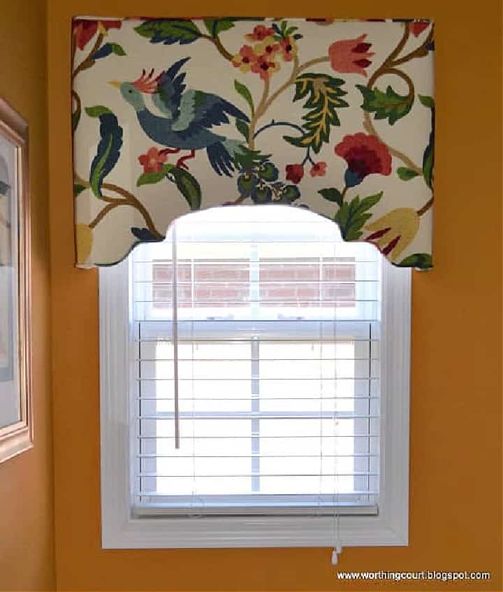 upholstered cornice with floral fabric